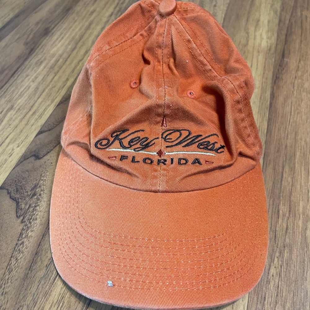 Perrin Key West Florida Baseball Cap Mens OSFA Orange Cotton Adjustable Dad Hat